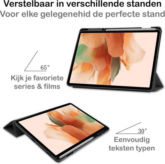 Samsung Galaxy Tab S7 FE Tablethoes Smcpen Met Screenprotector - Grijs