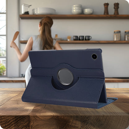 Samsung Galaxy Tab A9 Plus Trifold Bookcase Hoes 360 Graden Draaibaar - Donkerblauw