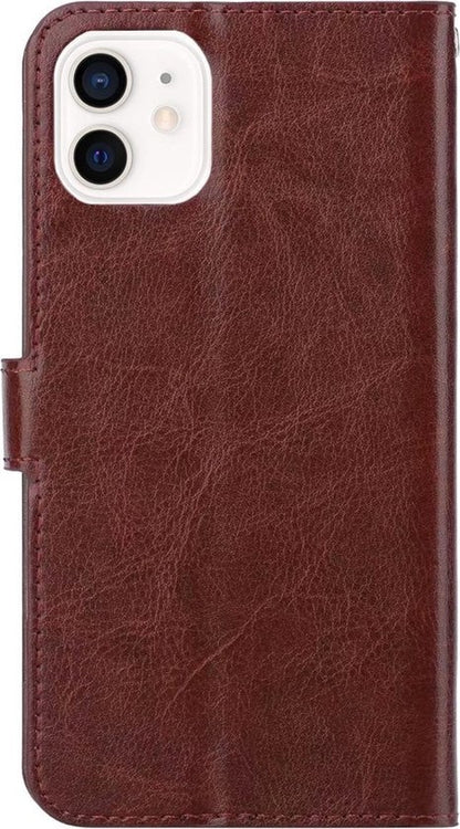 iPhone 12 Mini Hoesje Bookcase Cover met Kaarthouder - Bruin