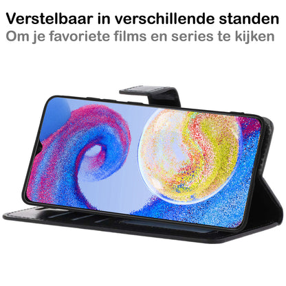 Samsung A04s Hoesje Bookcase Cover met Kaarthouder - Zwart