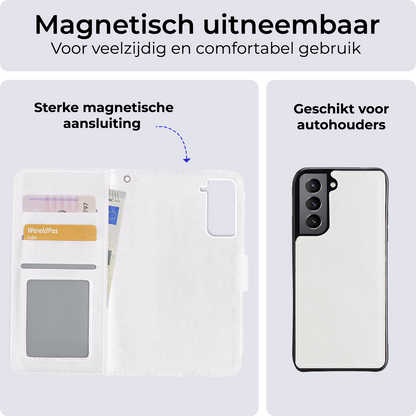 Samsung S21 Hoesje Bookcase Cover Uitneembaar - Wit