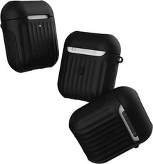 AirPods 1 Hoesje Siliconen met Ribbels Shockbestendig - Zwart
