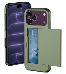 iPhone 18 Pro Hoesje Kaarthouder Hard Case Shockproof - Donkergroen