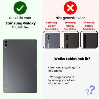 Samsung Galaxy Tab S11 Ultra Trifold Bookcase Hoes met Penhouder voor S Pen - Donkergroen