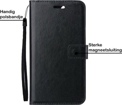 iPhone 12 Hoesje Bookcase Cover met Kaarthouder - Zwart