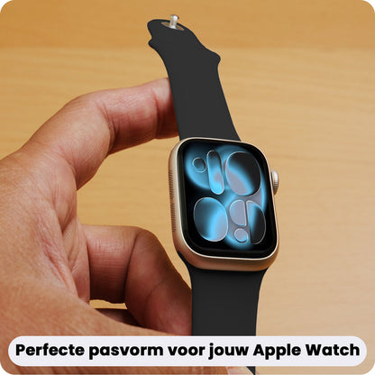 Apple Watch 1, 2, 3, 4, 5, 6, 7, 8, 9, 10, 11, SE - 42/44/45/46 mm Bandje Siliconen met verstelbare polsband - Zwart