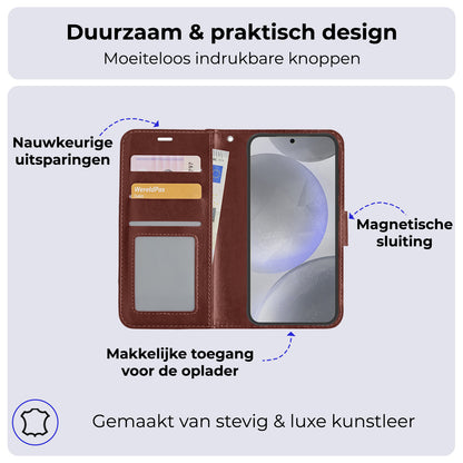 Samsung S24 Plus Hoesje Book Case Kunstleer - Bruin