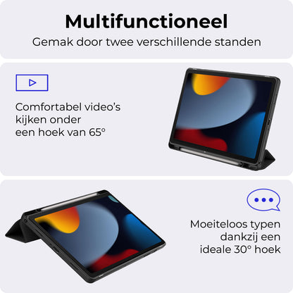 iPad 10.2 2021 Trifold Bookcase Hoes met Penhouder voor Apple Pen - Donkergroen