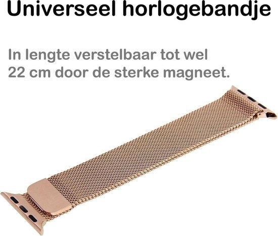 Polsbandje Met Magneetsluiting Geschikt voor Apple Watch 42/44 mm Bandje Milanees - Rose Goud