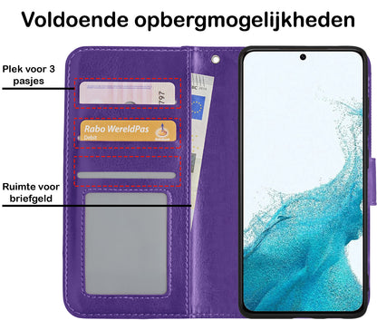 Samsung S22 Plus Hoesje Bookcase Cover met Kaarthouder - Paars
