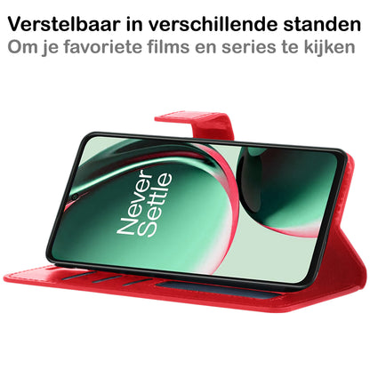 OnePlus Nord CE 3 Lite Hoesje Bookcase Cover met Kaarthouder - Rood