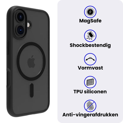 iPhone 16 Hoesje Geschikt voor Magsafe Backcover Shockproof - Zwart