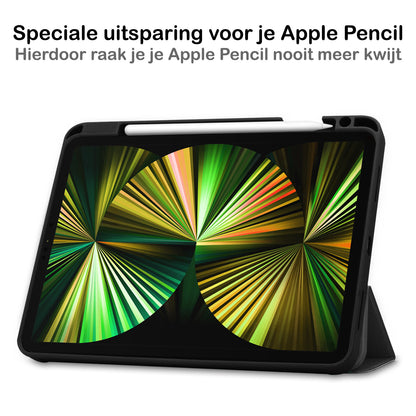 iPad Pro 2021 (12,9 inch) Hoesje Book Case Met Apple Pencil Uitsparing - Zwart