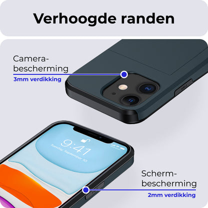 iPhone 11 Hoesje Kaarthouder Hard Case Shockproof - Donkerblauw