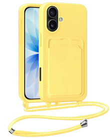 iPhone 17 Hoesje Met Telefoonkoord en Pasjeshouder Siliconen - Geel