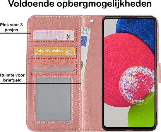 Samsung A52s Hoesje Book Case Kunstleer - Rosðð goud