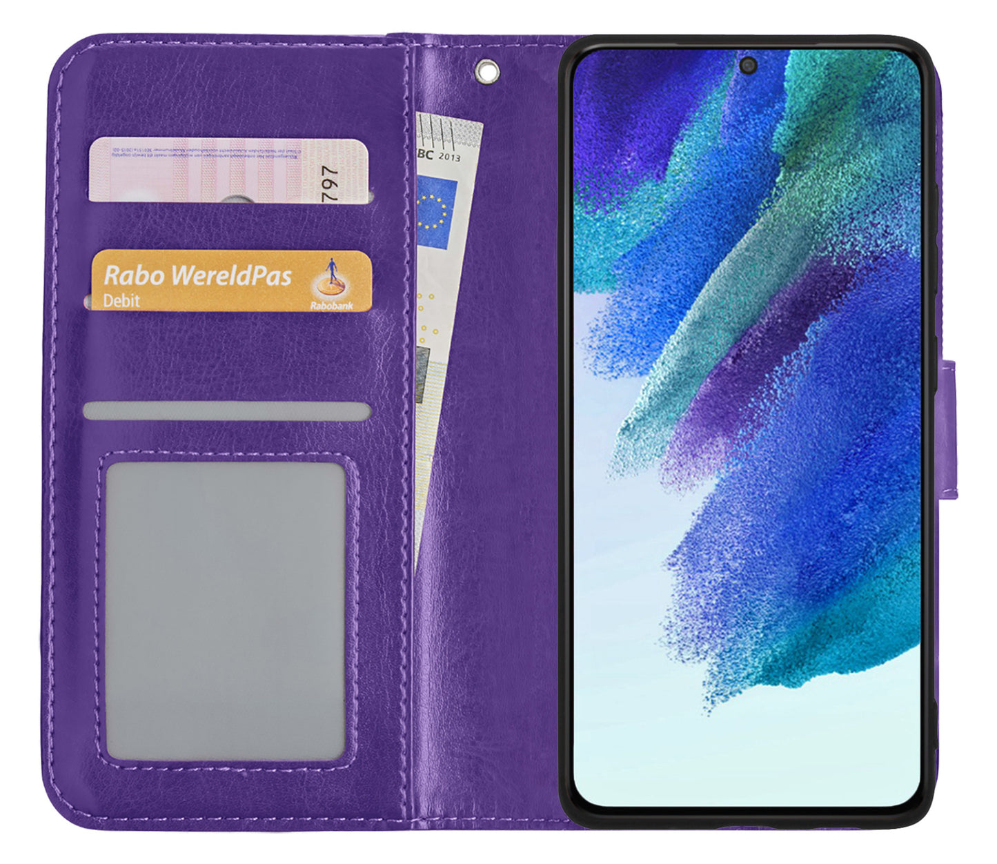 Samsung S21 FE Hoesje Book Case Kunstleer - Paars