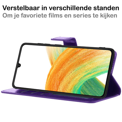 Samsung A33 Hoesje Bookcase Cover met Kaarthouder - Paars