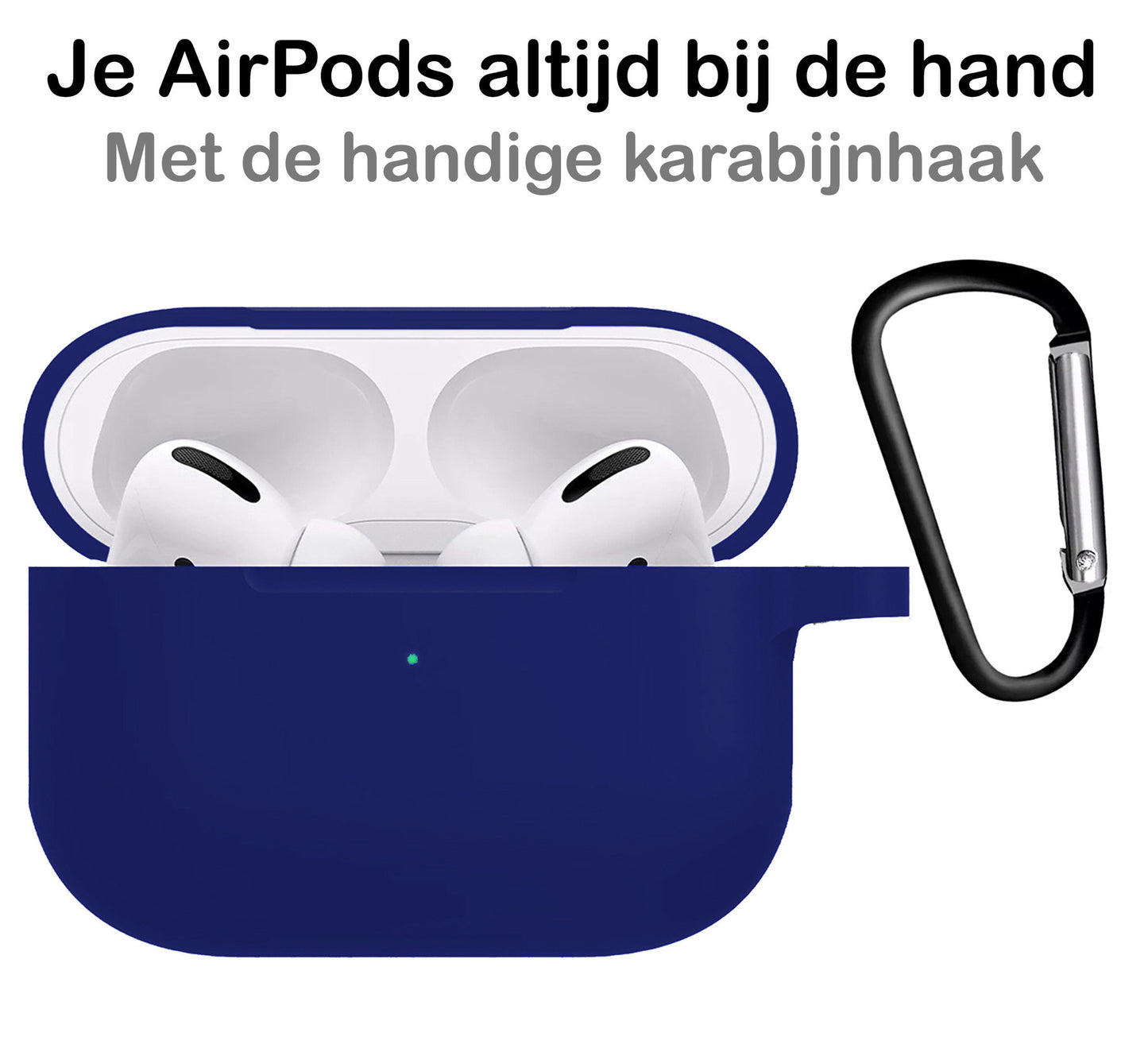 AirPods Pro 2 Hoesje Siliconen met Clip - Donkerblauw