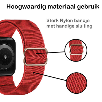 Horloge Bandje Geschikt Voor Apple Watch 1-8 / SE - 38/40/41 mm Bandje Stof - Rood