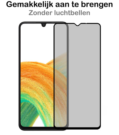 Samsung A33 Screenprotector Gehard Glas - Privacy