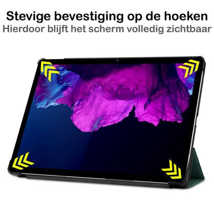 Lenovo Tab P11 Trifold Bookcase Hoes - Donkergroen