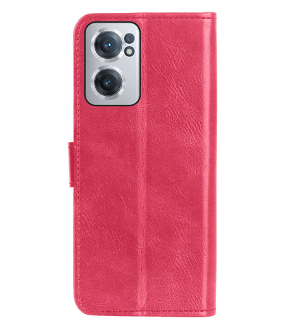 OnePlus Nord CE 2 Hoesje Bookcase Cover met Kaarthouder - Donkerroze