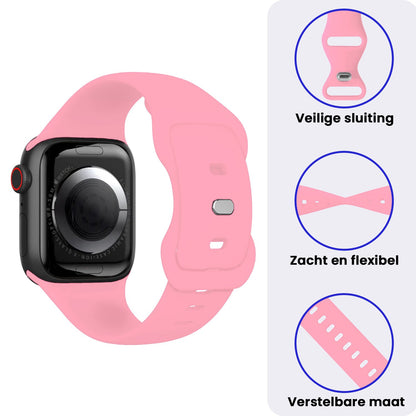 Apple Watch 1, 2, 3, 4, 5, 6, 7, 8, 9, SE - 38/40/41 mm Bandje Siliconen met verstelbare polsband - Roze