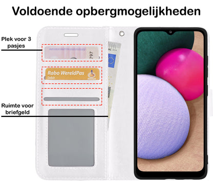 Samsung A02s Hoesje Bookcase Cover met Kaarthouder - Wit