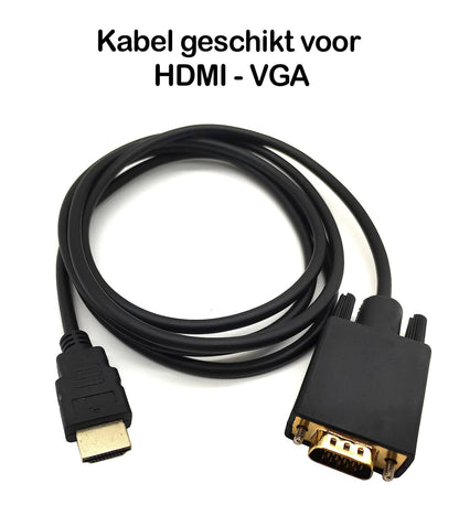 HDMI naar VGA Kabel Adapter Converter - HDMI VGA Kabel Omvormer 1080p HD - 1.8 Meter - Zwart