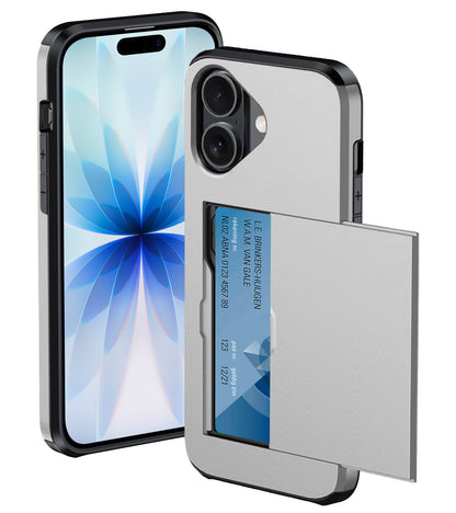 iPhone 17 Hoesje Kaarthouder Hard Case Shockproof - Grijs