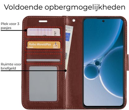 OnePlus Nord 3 Hoesje Bookcase Cover met Kaarthouder - Bruin