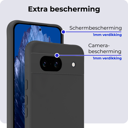 Google Pixel 8a Hoesje Siliconen Backcover Lichtgewicht - Zwart