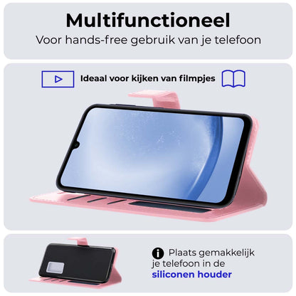 Samsung A25 Hoesje Bookcase Cover met Kaarthouder - Lichtroze
