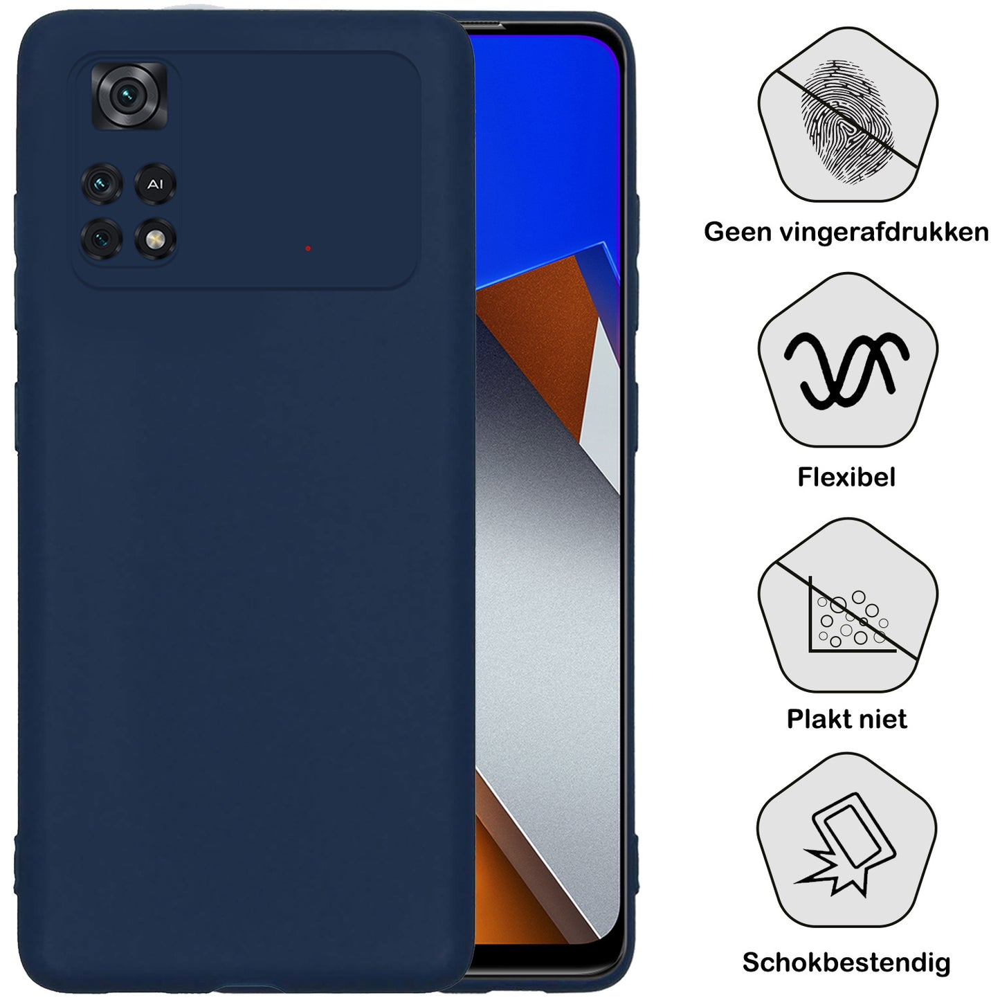 Poco M4 Pro 4G Hoesje Siliconen - Donkerblauw