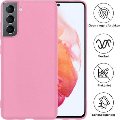 Samsung S21 Hoesje Siliconen Backcover Lichtgewicht - Lichtroze