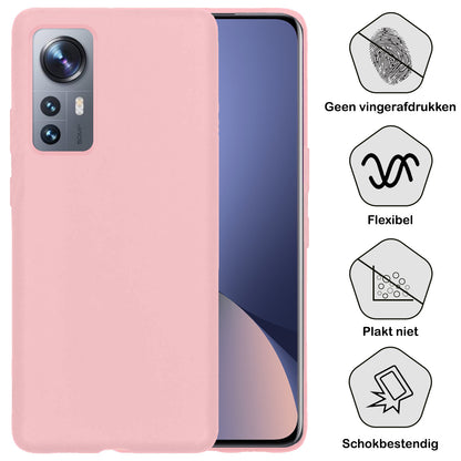Xiaomi 12 Hoesje Siliconen Backcover Lichtgewicht - Lichtroze
