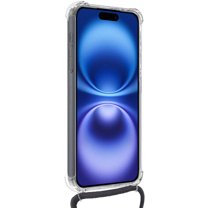 iPhone 16 Plus Hoesje Kaarthouder met Koord Backcover Shockproof - Transparant