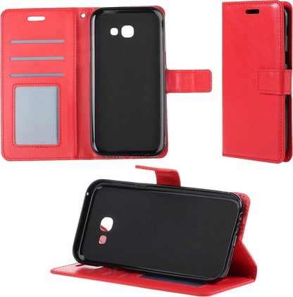 Samsung Galaxy A5 2017 Hoesje Bookcase Cover met Kaarthouder - Rood