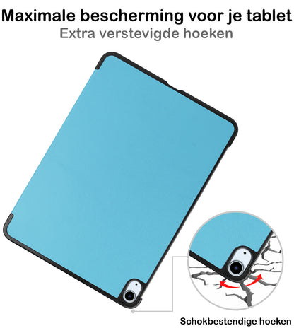 iPad Air 2022 Trifold Bookcase Hoes met Penhouder voor Apple Pen - Lichtblauw