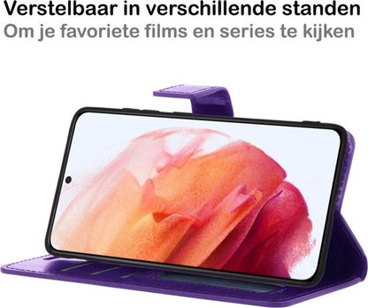 Samsung S21 Plus Hoesje Bookcase Cover met Kaarthouder - Paars