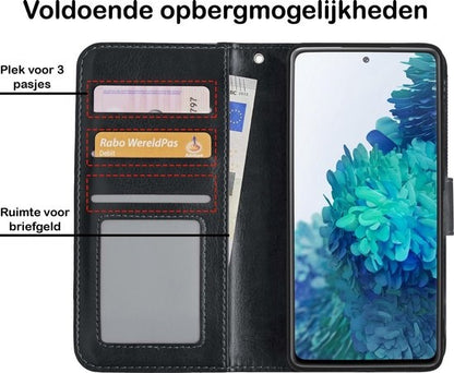 Samsung S20 FE Hoesje Bookcase Cover met Kaarthouder - Zwart
