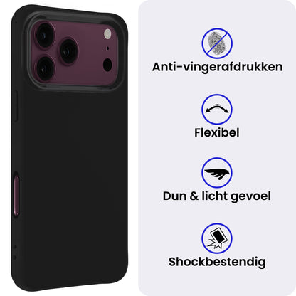 iPhone 18 Pro Max Hoesje Siliconen Backcover Lichtgewicht - Zwart