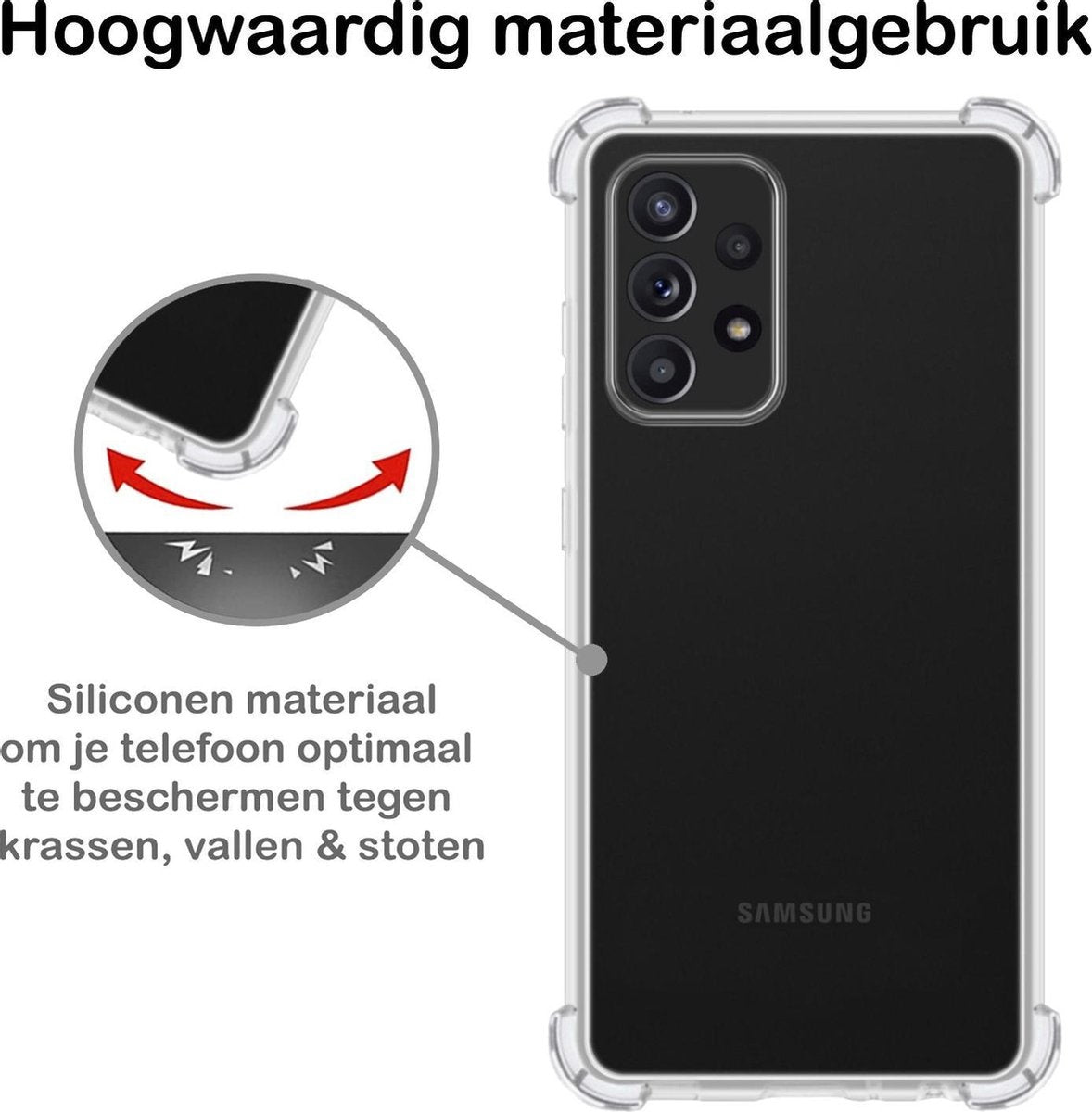 Samsung A72 Hoesje Shock Proof Siliconen - Transparant