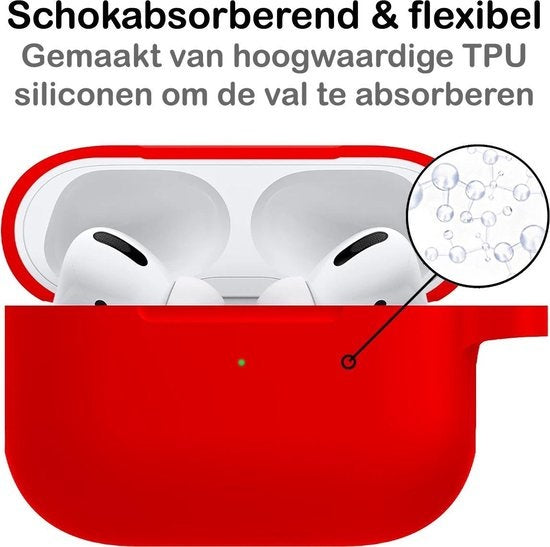 Airpods Pro Hoesje Siliconen met Clip - Rood