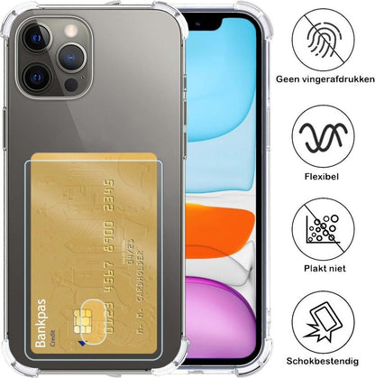 iPhone 11 Pro Max Hoesje Kaarthouder Backcover Shockproof - Transparant