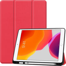 iPad 10.2 2019 Trifold Bookcase Hoes met Penhouder voor Apple Pen - Rood