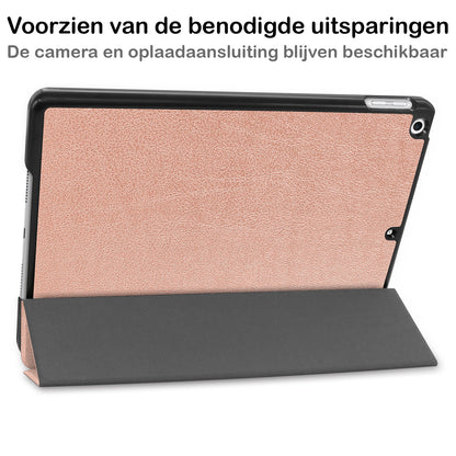 iPad 10.2 2021 Trifold Bookcase Hoes - Rosé goud