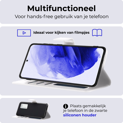 Samsung S21 Hoesje Bookcase Cover Uitneembaar - Wit