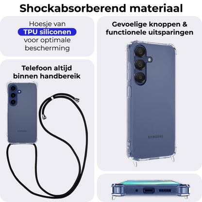 Samsung A16 Hoesje met Koord Backcover Shockproof - Transparant